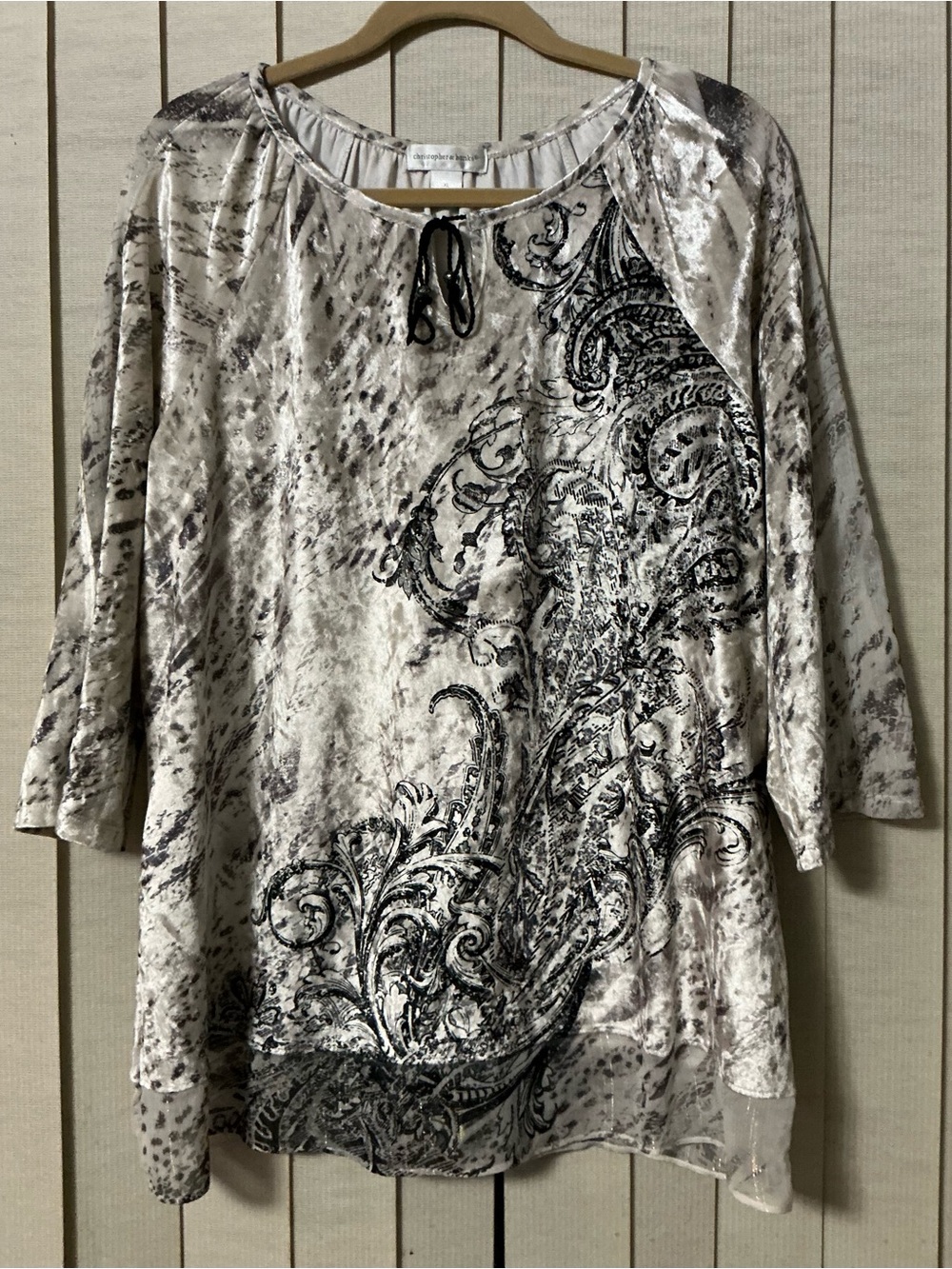 Christopher & Banks Womenās Velvet Top Womenās Burnout Paisley Boho Blouse